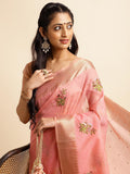 Ethnic Motifs Zari Woven Design Banarasi Saree