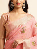 Ethnic Motifs Zari Woven Design Banarasi Saree