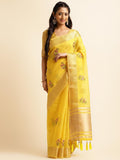 Ethnic Motifs Zari Woven Design Banarasi Saree