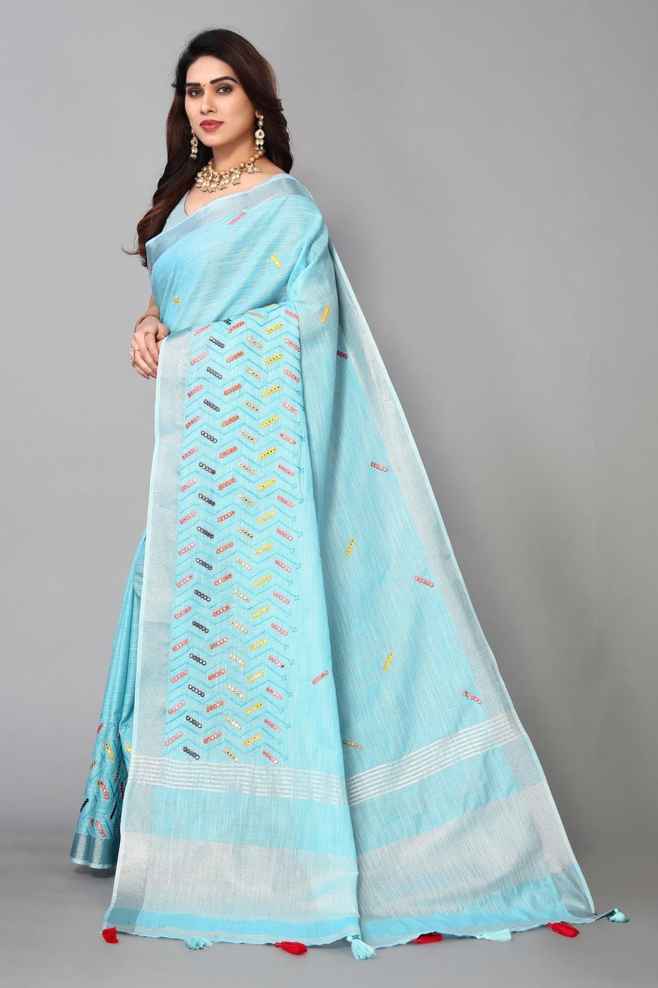 Ethnic Motifs Zari Woven Design Banarasi Saree