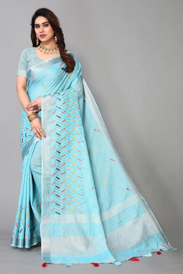 Ethnic Motifs Zari Woven Design Banarasi Saree