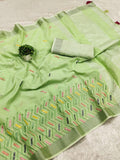 Ethnic Motifs Zari Woven Design Banarasi Saree