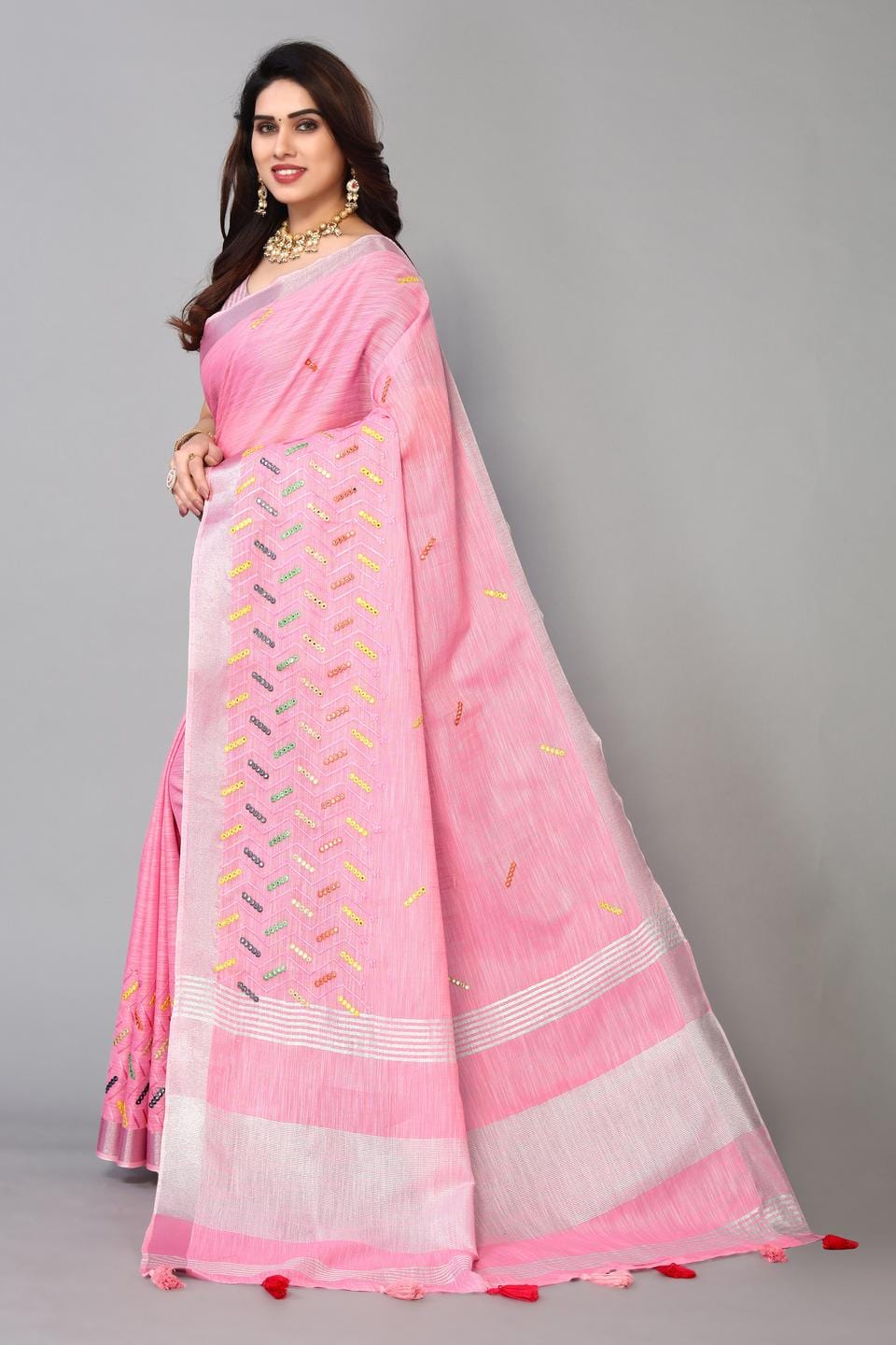 Ethnic Motifs Zari Woven Design Banarasi Saree