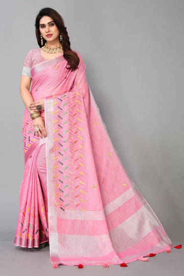 Ethnic Motifs Zari Woven Design Banarasi Saree