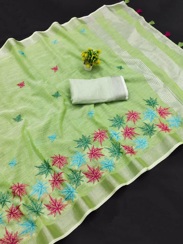 Ethnic Motifs Zari Woven Design Banarasi Saree