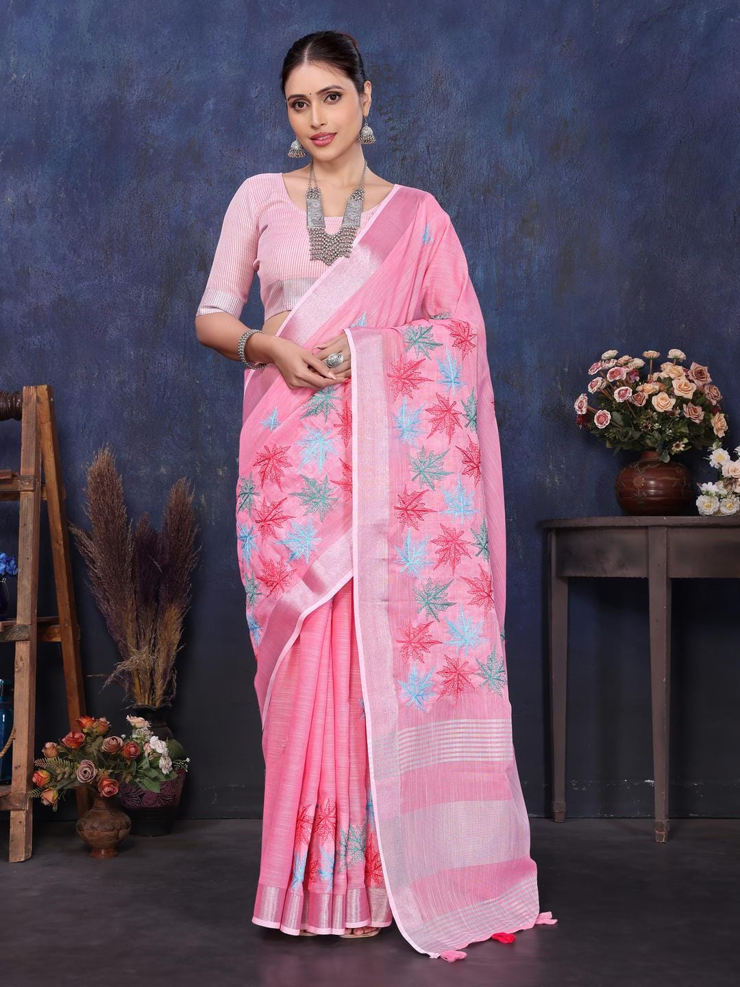 Ethnic Motifs Zari Woven Design Banarasi Saree