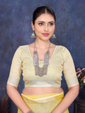 Ethnic Motifs Zari Woven Design Banarasi Saree