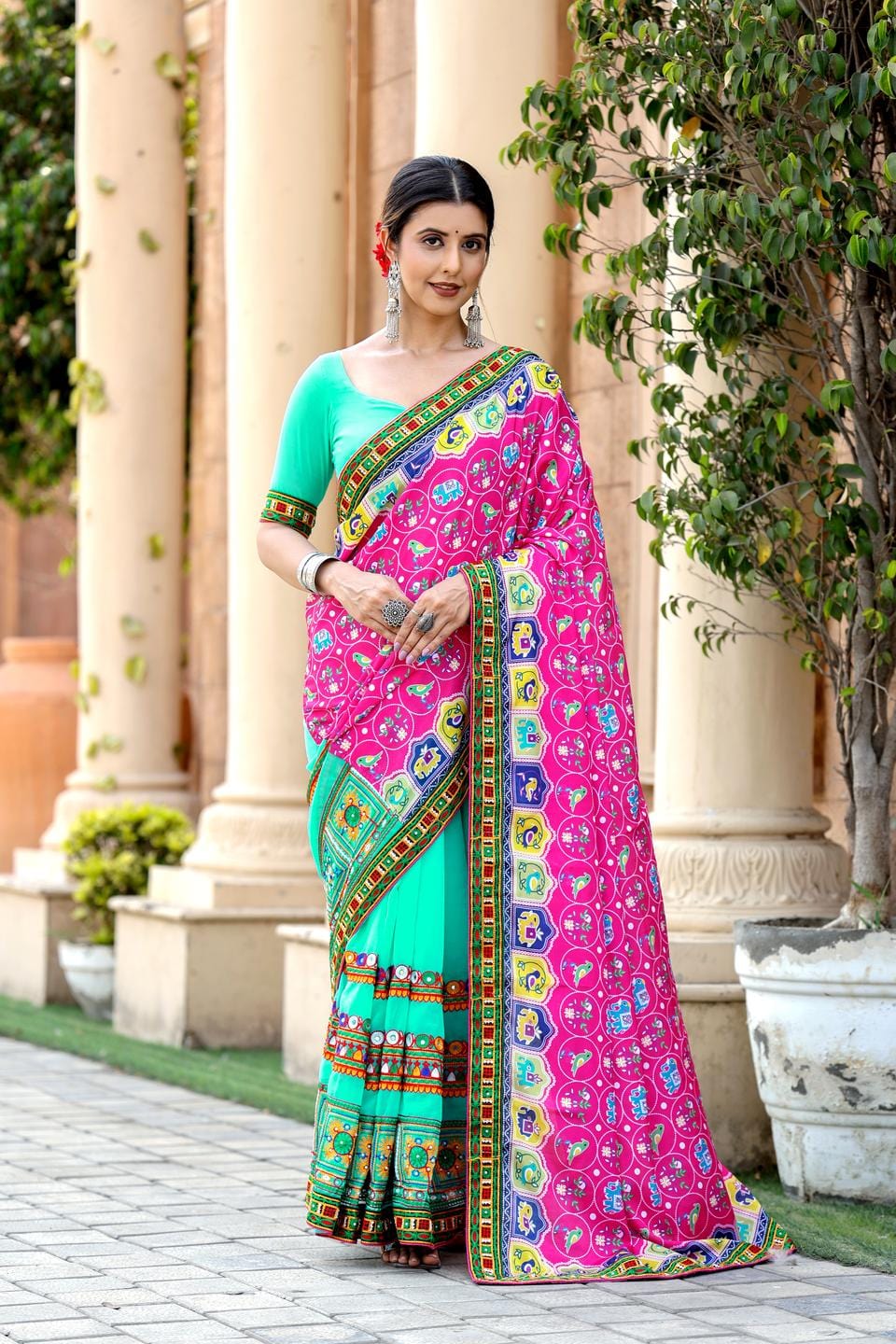 Ethnic Motifs Zari Woven Design Banarasi Saree