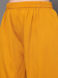 Varanga Women Plus Size Mustard Empire Gathered Details Anarkali Kurta Paired With Printed Bottom And Dupatta