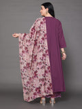 Varanga Women Plus Size Purple Anarkali Kurta Paired With Tonal  Hem Embroidered Bottom And Floral Printed  Dupatta