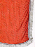 Varanga Women Plus Size Rust Solid V-Neck  Embellished With Gota Straight Kurta Paired With Tonal Bottom And Dupatta