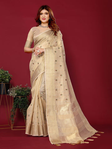 Ethnic Motifs Zari Woven Design Banarasi Saree