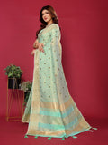 Ethnic Motifs Zari Woven Design Banarasi Saree