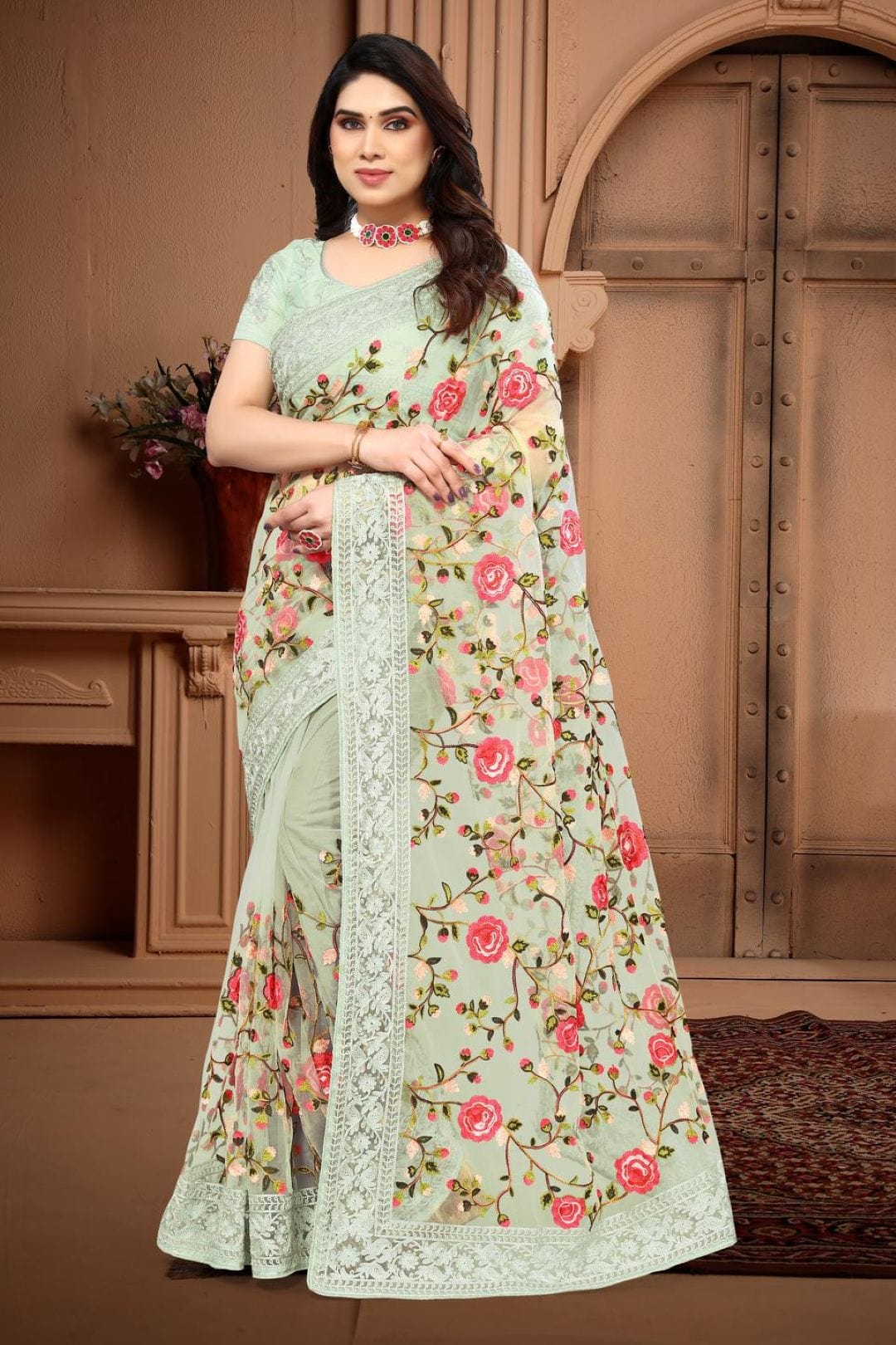 Ethnic Motifs Zari Woven Design Banarasi Saree