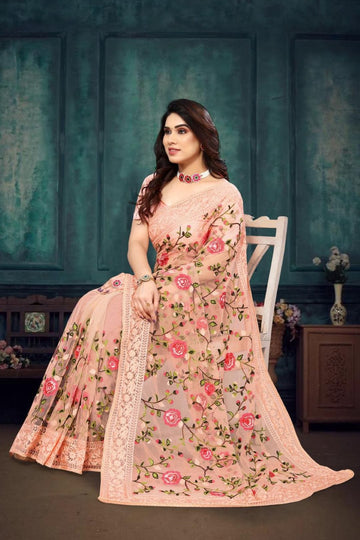 Ethnic Motifs Zari Woven Design Banarasi Saree