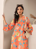 Varanga Women Orange Floral Printed V-Neck A-Line Kurta With Side Slits