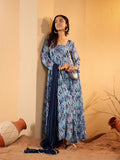 Varanga Women Blue Floral Printed Anarkali Kurta Paired With Dupatta