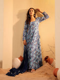 Varanga Women Blue Floral Printed Anarkali Kurta Paired With Dupatta