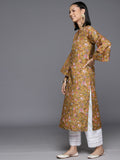 Varanga Women Floral Printed Mandarin Collar Flared Sleeves Straight Kurta