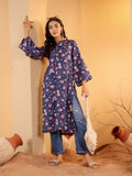 Varanga Women Blue Floral Printed Straight Kurta With Flared Sleeves