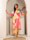 Varanga Women V Neck Abstract Printed Straight Kurta Paired With Bottom