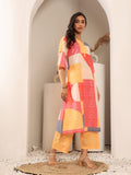 Varanga Women V Neck Abstract Printed Straight Kurta Paired With Bottom