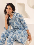 Varanga Women Blue Floral Printed Hi-Low Hem Style Kurta Sets