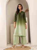 Varanga Women Mandarin Collar Placement Embroidered Kurta Paired With Tonal Bottom