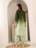 Varanga Women Mandarin Collar Placement Embroidered Kurta Paired With Tonal Bottom