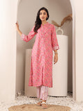 Varanga Women Coral Pink Bandhani Printed Kurta With Trouser