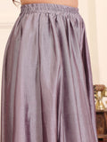 Varanga V-Neck Lavendar & Silver Toned Gotta Patti A-Line Flared Kurta with Palazzo