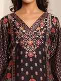 Varanga Women Black Ethnic Floral Printed Kurta With Solid Trouser.