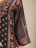 Varanga Women Black Ethnic Floral Printed Kurta With Solid Trouser.