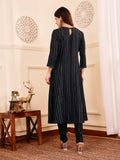 Varanga Women Black Lurex Crepe Anarkali Kurta With Trousers.