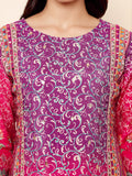 Varanga Women Purple And Pink Thread And Gotta Work Straight Kurta With Trousers And Dupatta