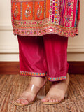 Varanga Women Purple And Pink Thread And Gotta Work Straight Kurta With Trousers And Dupatta