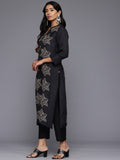 Varanga Women Black Bandhani Printed Straight Kurta