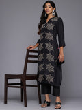 Varanga Women Black Bandhani Printed Straight Kurta