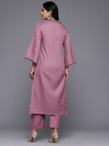 Varanga Women Purple Fringed V Neck Kurta Set