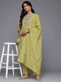 Varanga Women Lime Green Gotta Patti Work Kurta Set with Dupatta