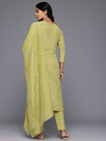 Varanga Women Lime Green Gotta Patti Work Kurta Set with Dupatta