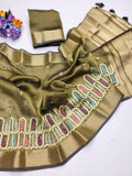 Ethnic Motifs Zari Woven Design Banarasi Saree
