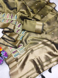 Ethnic Motifs Zari Woven Design Banarasi Saree