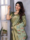 Ethnic Motifs Zari Woven Design Banarasi Saree