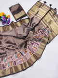 Ethnic Motifs Zari Woven Design Banarasi Saree