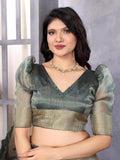 Ethnic Motifs Zari Woven Design Banarasi Saree