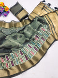 Ethnic Motifs Zari Woven Design Banarasi Saree