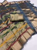 Ethnic Motifs Zari Woven Design Banarasi Saree
