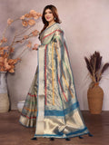 Ethnic Motifs Zari Woven Design Banarasi Saree