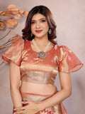Ethnic Motifs Zari Woven Design Banarasi Saree